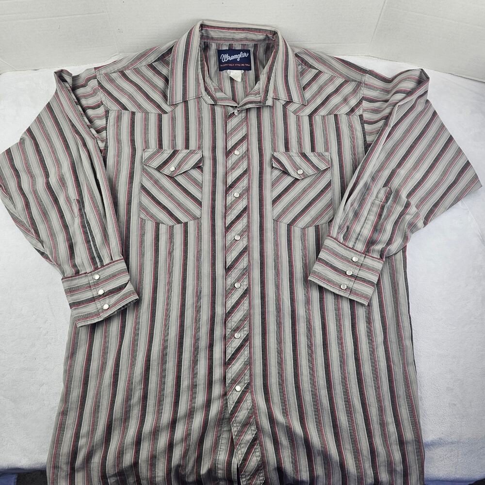 Vintage Wrangler Western  Long Sleeve Pearl Snap Button Men's Shirt  X-Long
